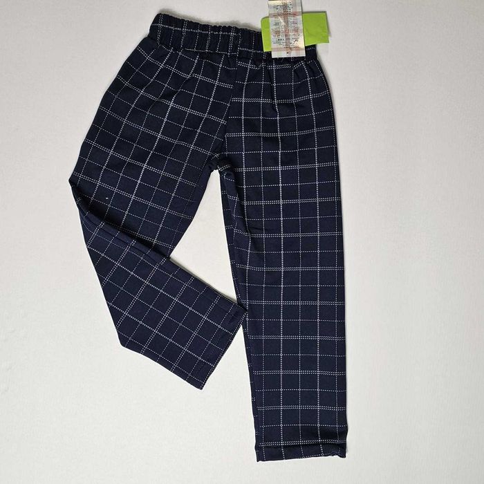 Spodnie eleganckie dla chłopca w kratę granatowe na gumce 134/140