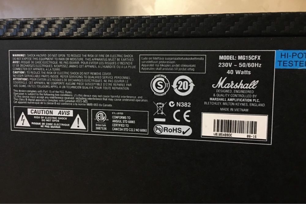 Комбопідсилювач для електрогітари Marshall MG 15 CFX