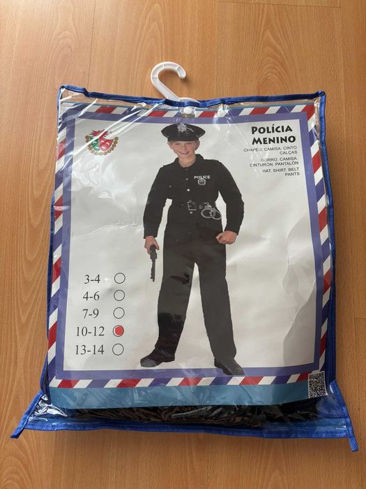 Disfarce infantil de polícia — tamanho 10–12 anos ( Carnaval )