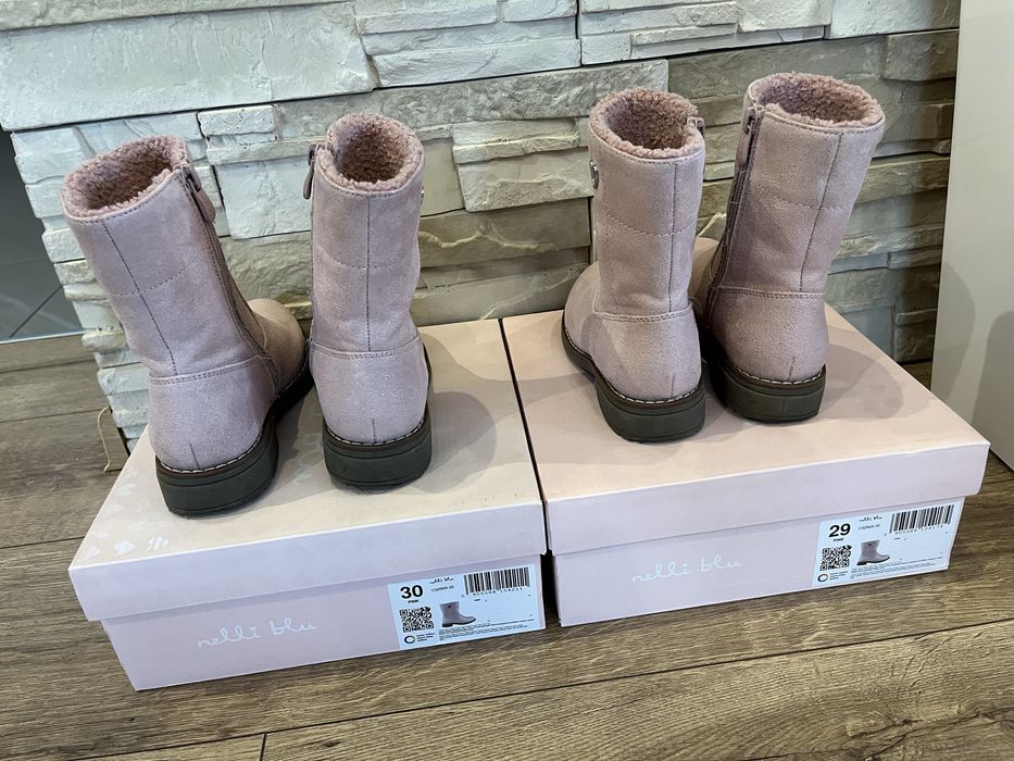 Buty zimowe, kozaczki dla bliźniaczek roz. 29 i 30.