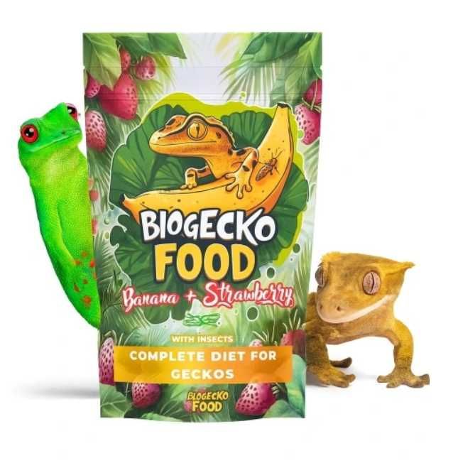 BioGecko Food BANAN TRUSKAWKA Plus OWADY 100g Pokarm Karma Gekon, Gady