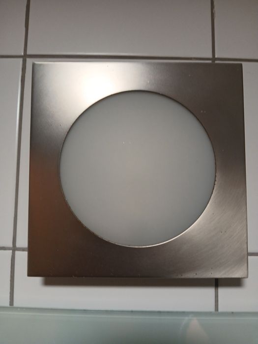 Plafon em inox e vidro fosco