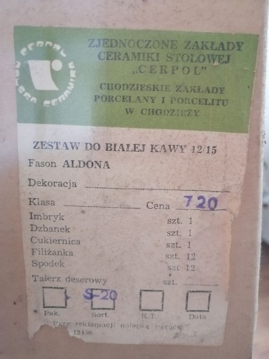 Serwis Aldona kawowy / Hebraciany na 12 osób