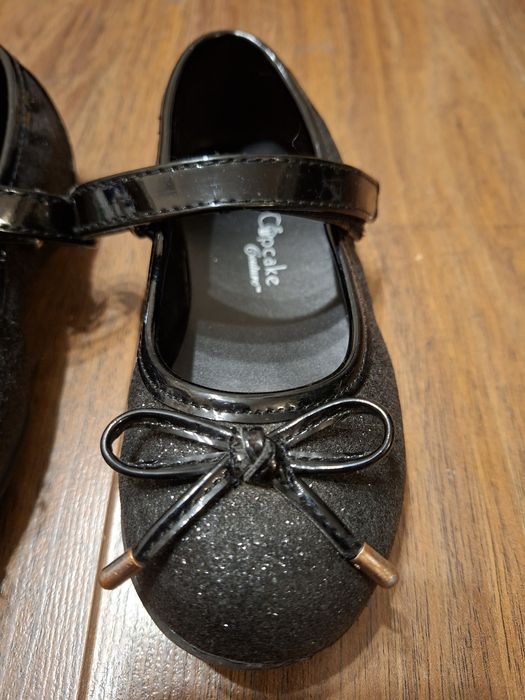 Balerinki 26 pantofle Cup Cake czarne z brokatem