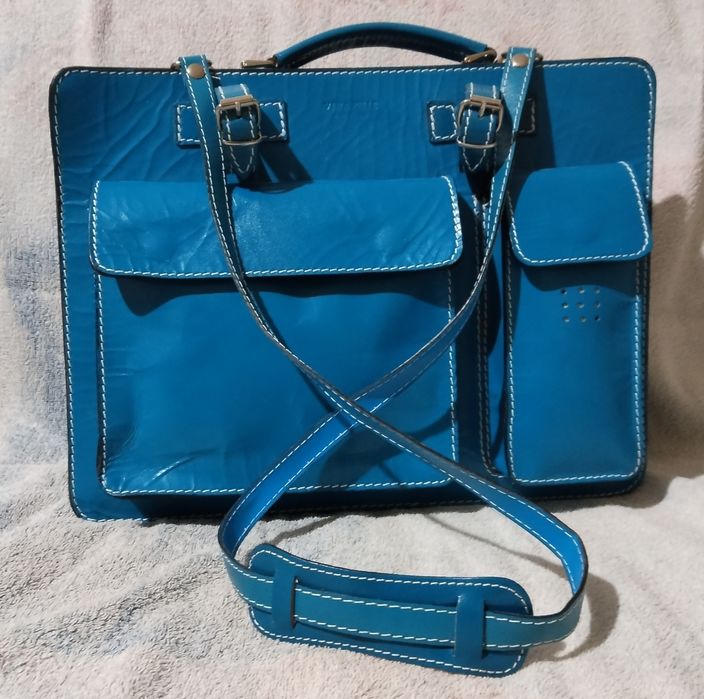 Сумка, портфель Vera Pelle, Италия, натуральная кожа, волшебный цвет.