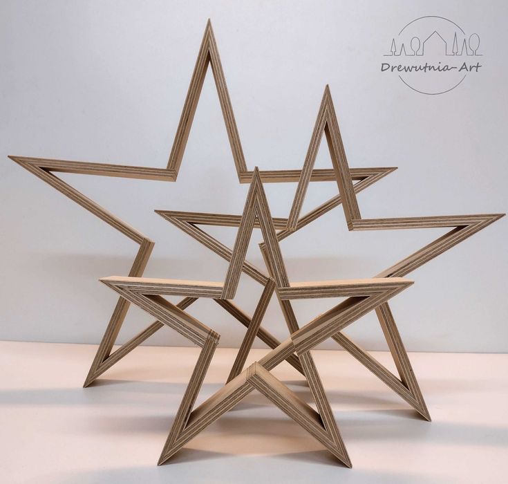 Gwiazda Drewniana Baza Do Ozdabiania Kpl. 3 szt. 41cm BOŻE NARODZENIE