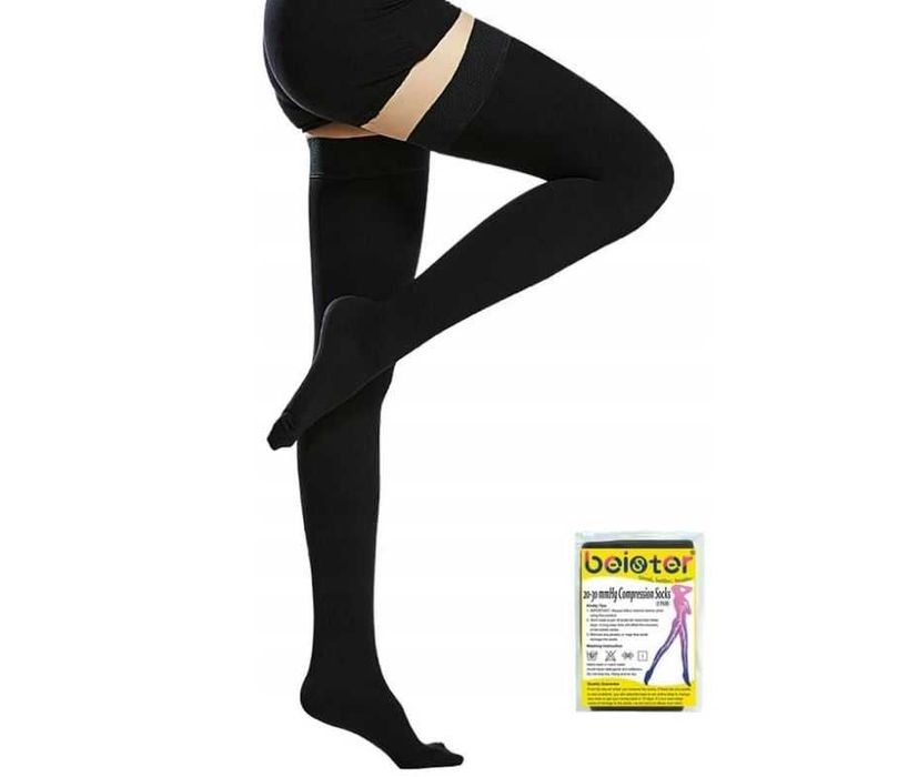 Beister Pończochy Uciskowe 20–30mmHg na Żylaki Obrzęki Czarne S