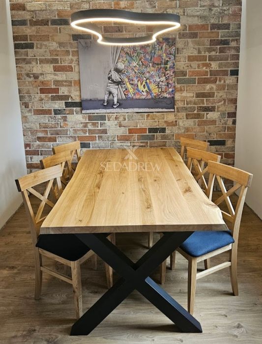 Stół loftowy dębowy rozkładany regał stolik loft lite drewno na wymiar