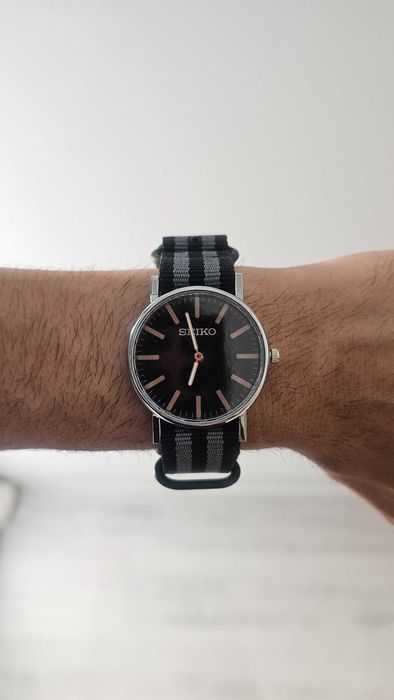 Reloj S Mod Quartz Preto e Rosa Dourado