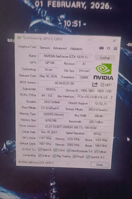 Відеокарта gtx 1070 ti 8gb Gallardo