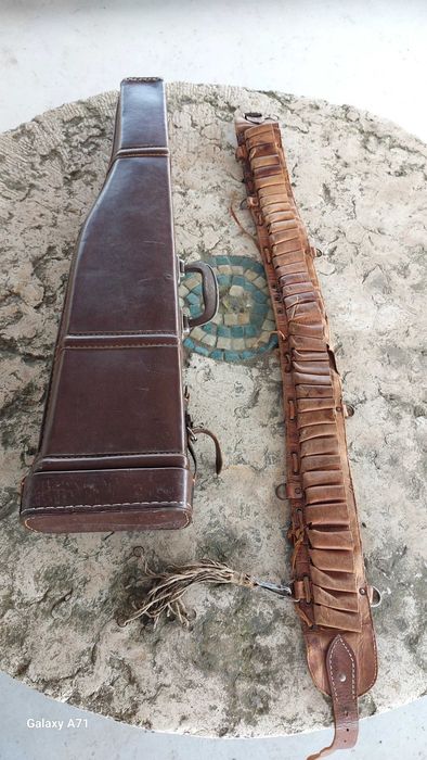 Mala couro transporte arma e cartucheira