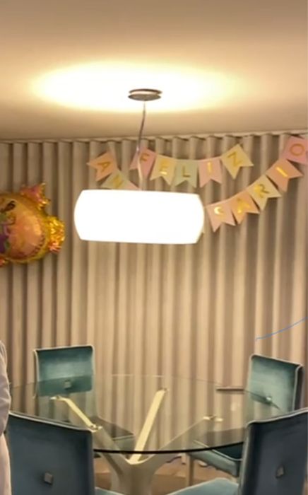 Candeeiro redondo tecido/metalico