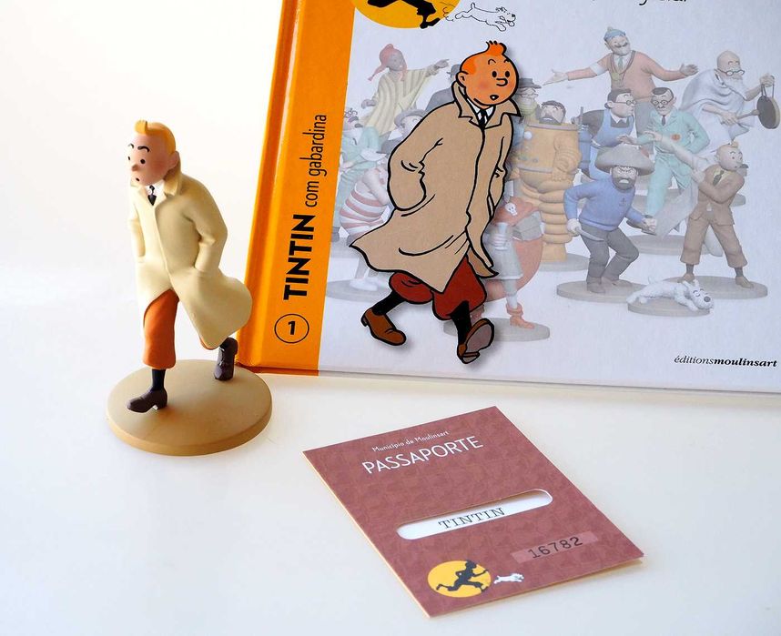 Estatueta de Tintin + Respetivo Livro e Passaporte