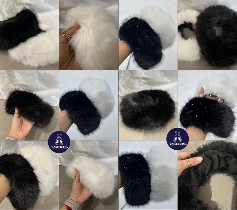 Кругла шапка хутряна чорна біла Панама Тедді з еко хутра навушники теп