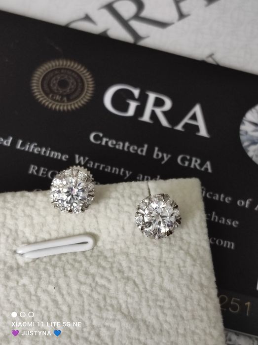 Nowe kolczyki z moissanitem 0.5ct z certyfikatem GRA - srebro 925