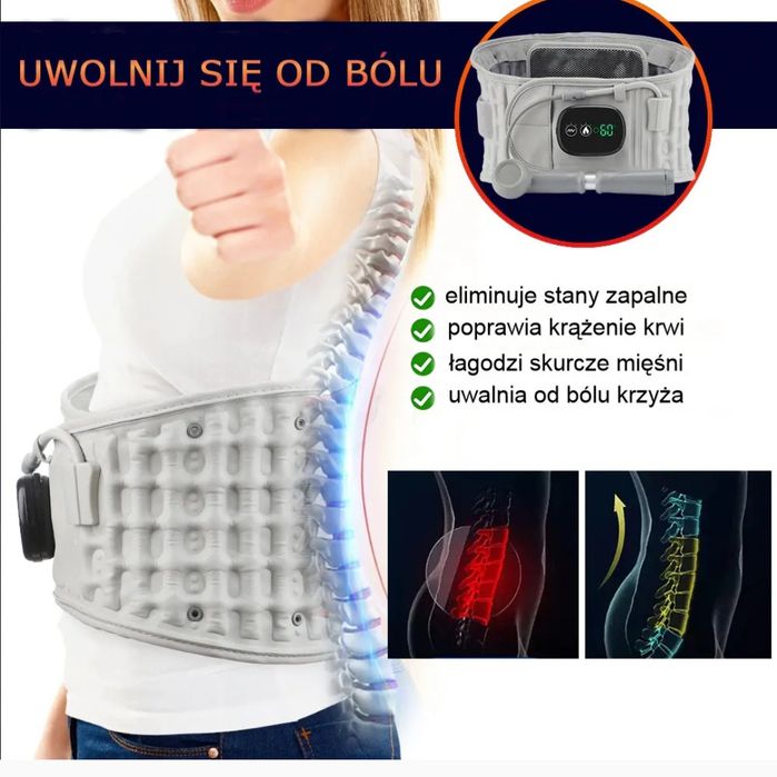 Dekompresyjny pas rozgrzewający z funkcją masażu