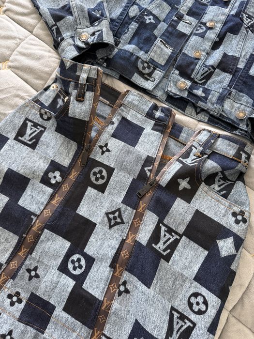 Джинсовий костюм юбка піджак Louis Vuitton