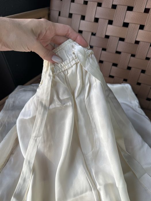 Шелковые молочные  штаны Зара Zara XS натуральный шелк