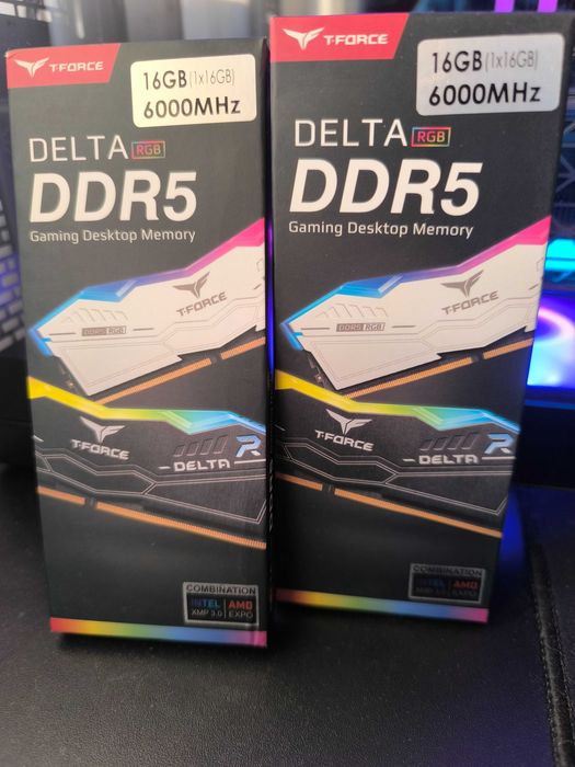 Memória RAM DDR5 T-Force Delta 32GB (2x16GB) 6000MHz – Nova e Selada