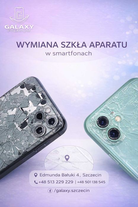 Wymiana szkła aparatu w telefonie wszystkie firmy każdy model telefonu