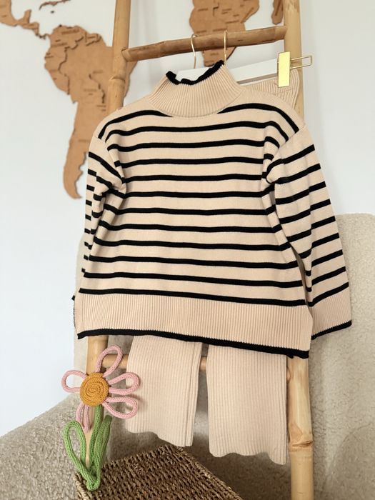 Костюм теплий трикотажний в полоску бежевий беж 110 116 122 128 134