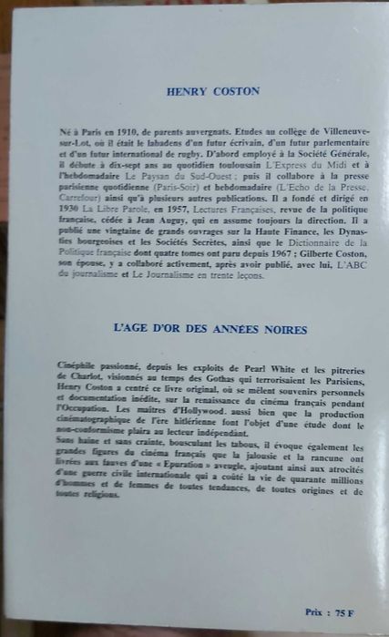 L'âge d'or des Années Noires, Le Cinema Arme de Guerre? - Henry Coston
