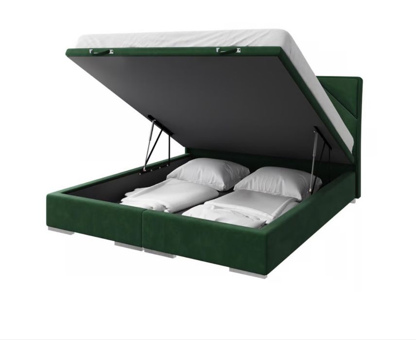 Nowe łóżko kontynentalne zielone Leonardo 180x200
