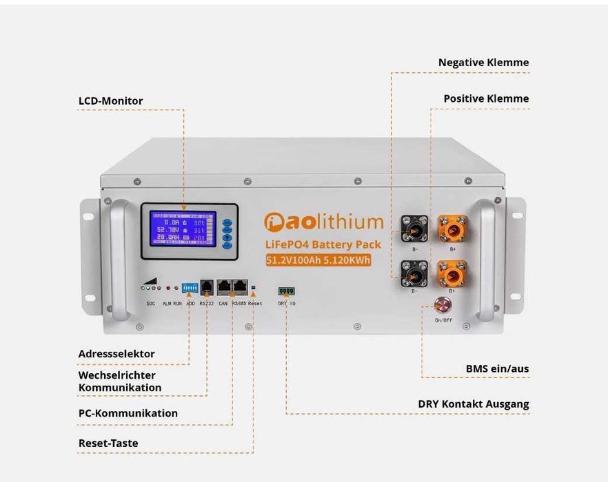 Наявність Преміум LiFePo4 5.12kWh 100Ah 48V 47кг