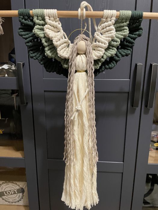 Makrama Anioł, handmade, opcja wyboru kolorów.