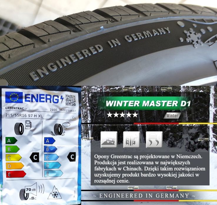 Opony 215/55R16 Greentrac Winter Master D1 4szt. 2025r 3 lata gwar.