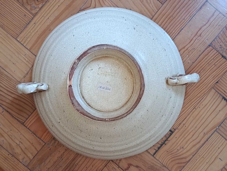 Taça fruteira grande em loiça ceramica com efeito rustico artesanal