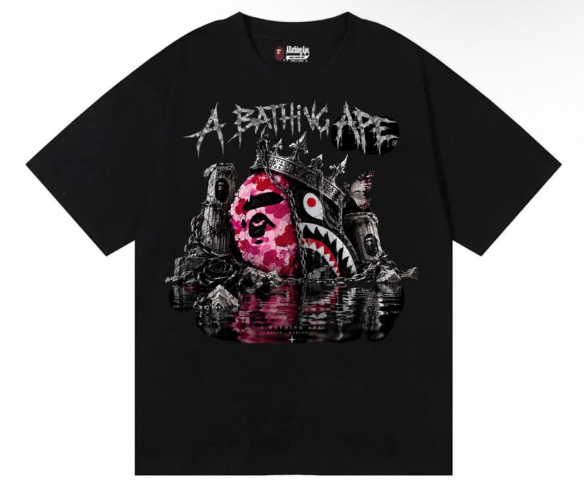 Футболка BAPE Custom Pink Camo Logo унисекс бейп черная тишка Новые модели отличный вариант на подарок