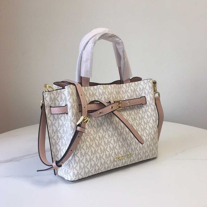 Сумка michael kors emilia біла з рожевим