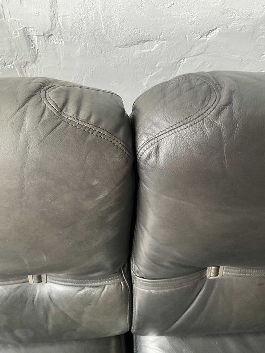 Sofa mid century skóra palisander chrom lata 60 70 vintage design