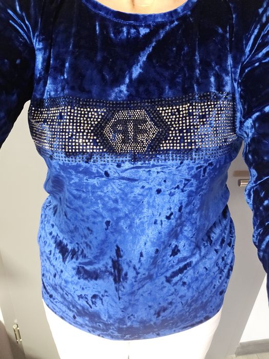 Bluzka chabrowy zamsz M pasuje na L