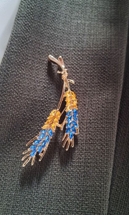 Broszka pszenica pszenicy kłos metalowa kłosy zboża z kryształkami