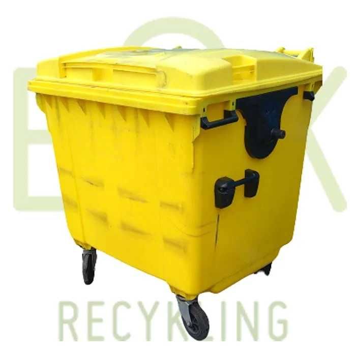 Używane pojemniki na odpady 1100l niemieckie kosze na śmieci żółte