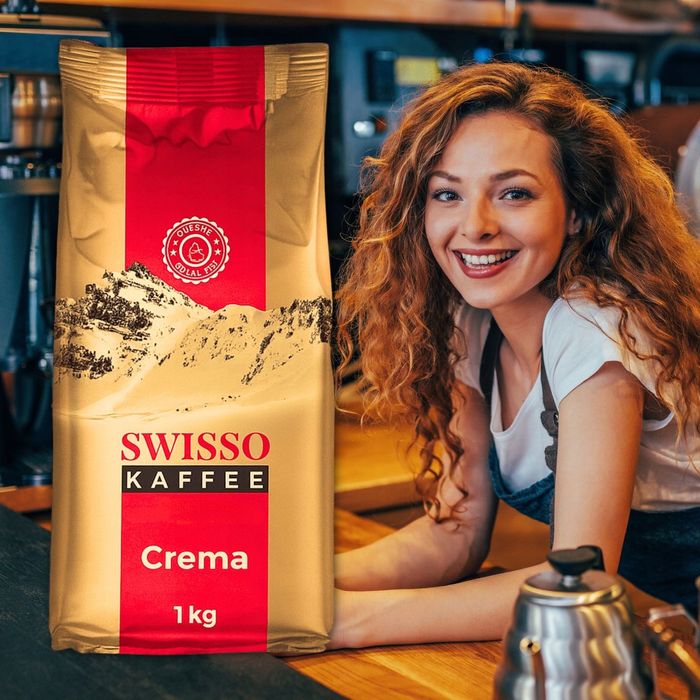 1KG Kawa ziarnista SWISSO KAFFEE Crema Arabica Oryginalna Pyszna Kawa