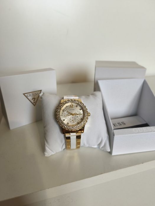 NOWY Zegarek Damski GUESS Gold & White U0335L2 – Idealny Prezent!
