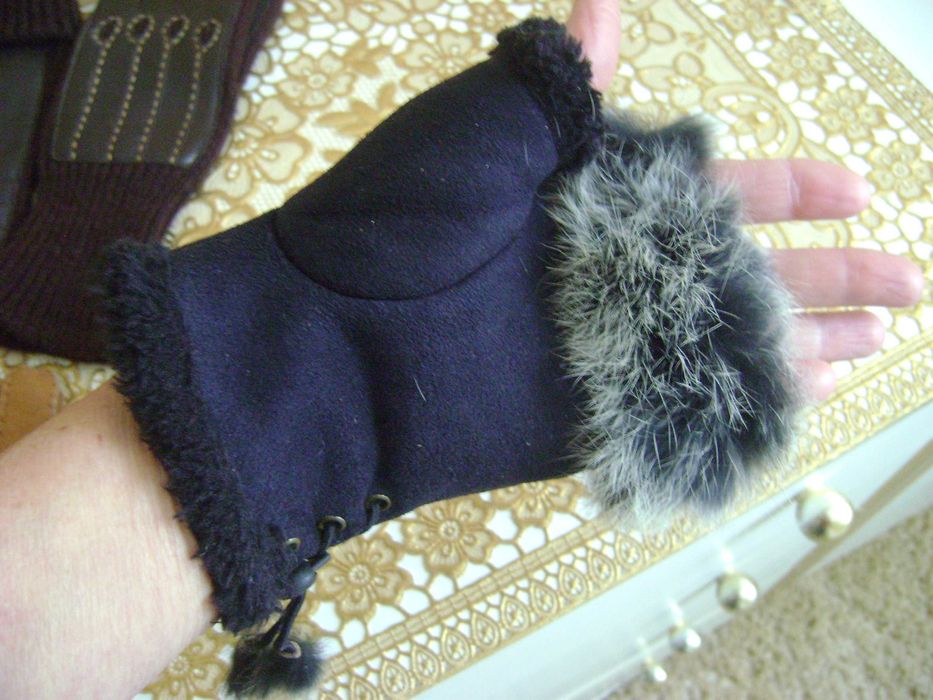 перчатки женские кожаные, варежки из овчины размер 7(М)