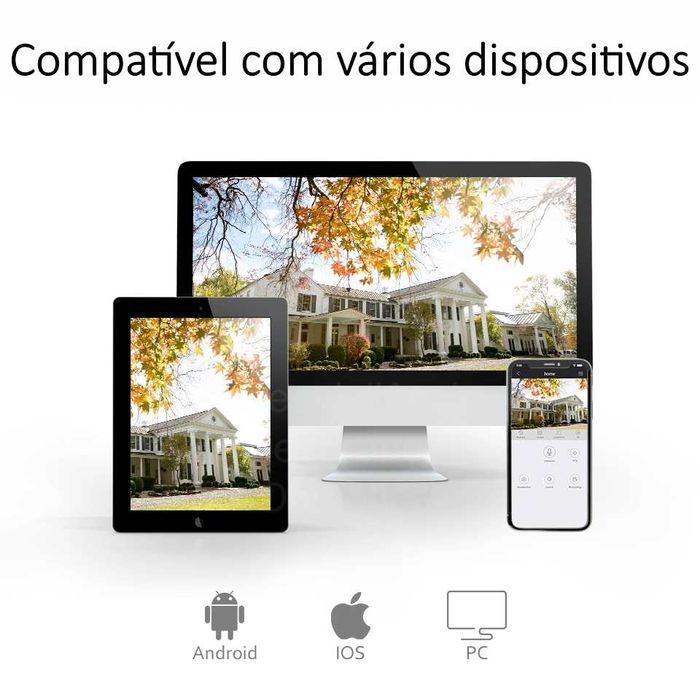 Câmara Vigilância/Painel Solar /3MP /WiFi/Visão Noturna a Cores a 20M