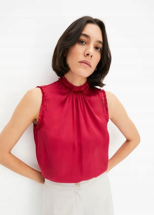 B.P.C top satynowy bez rękawów ciemna fuksja 44.