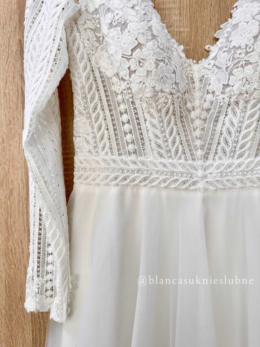 Suknia ślubna Panora tiulowa literka a koronkowa rękaw POPRAWKI GRATIS