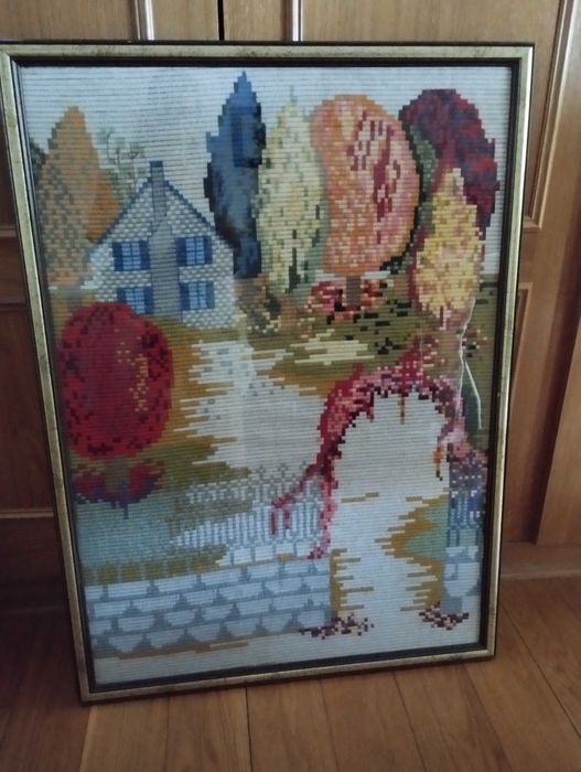 Quadro artesanal grande emoldurado