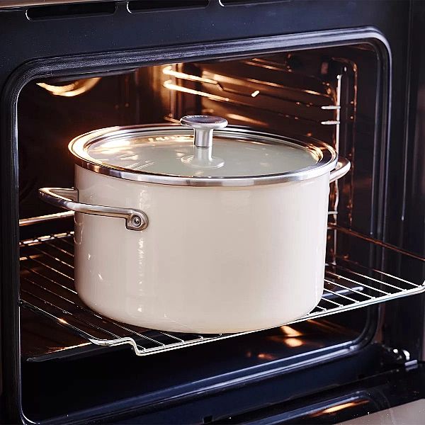 Garnek emaliowany z pokrywką 6L - kremowy / KitchenAid