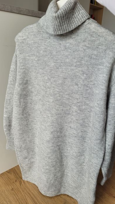 Sweter z golfem jasny wiosenny długi mango xs s M
