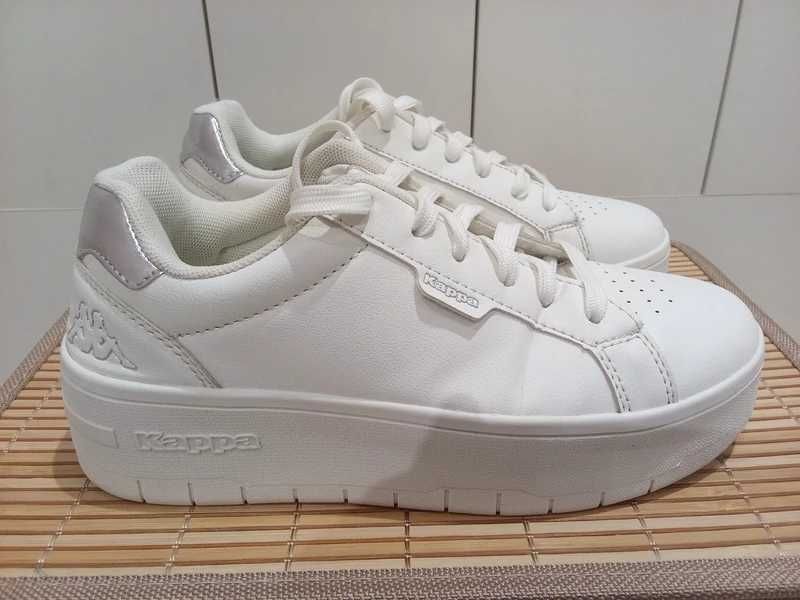 damskie białe sneakersy na platformie marki Kappa roz. 36 wkładka 23,5 cm