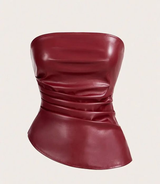 Стильний бургунді жіночий топ без шлейок