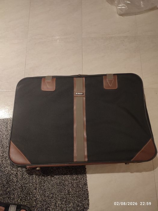 Mala de Viagem Vintage Delsey (Clássica / Lona e Pele) – Excelente Estado