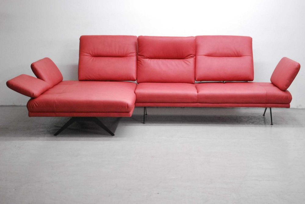 PKŁ NAROŻNIK PROMOCJA regulowana wysokość oparcia eko skóra czerw